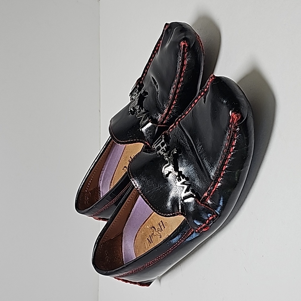 MH Mario Hernandez Charol Drivers Mocs Moccasin‎ Shoe Loafer Slip On Black 38
